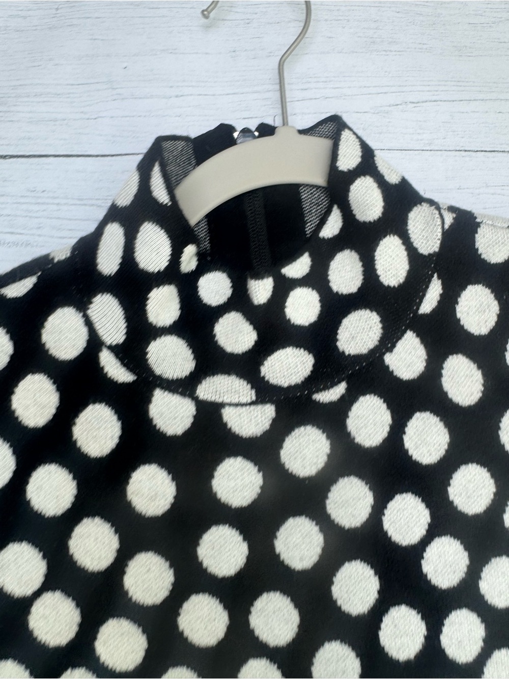 Anthropologie NWT Black White Polka Dot Knit Mini Dress XS $148 Quiet Lux 1960’s - Picture 5 of 11